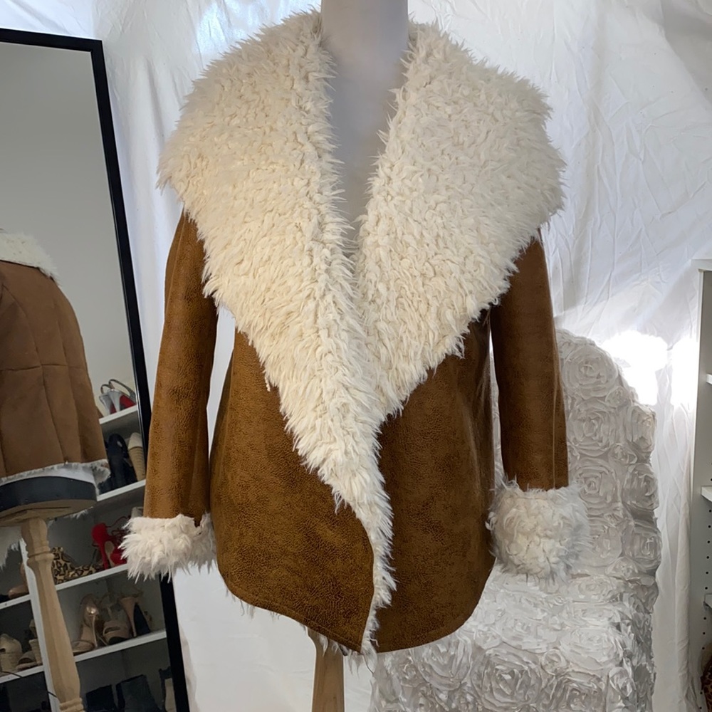 Faux suede/ sheepskin coat.